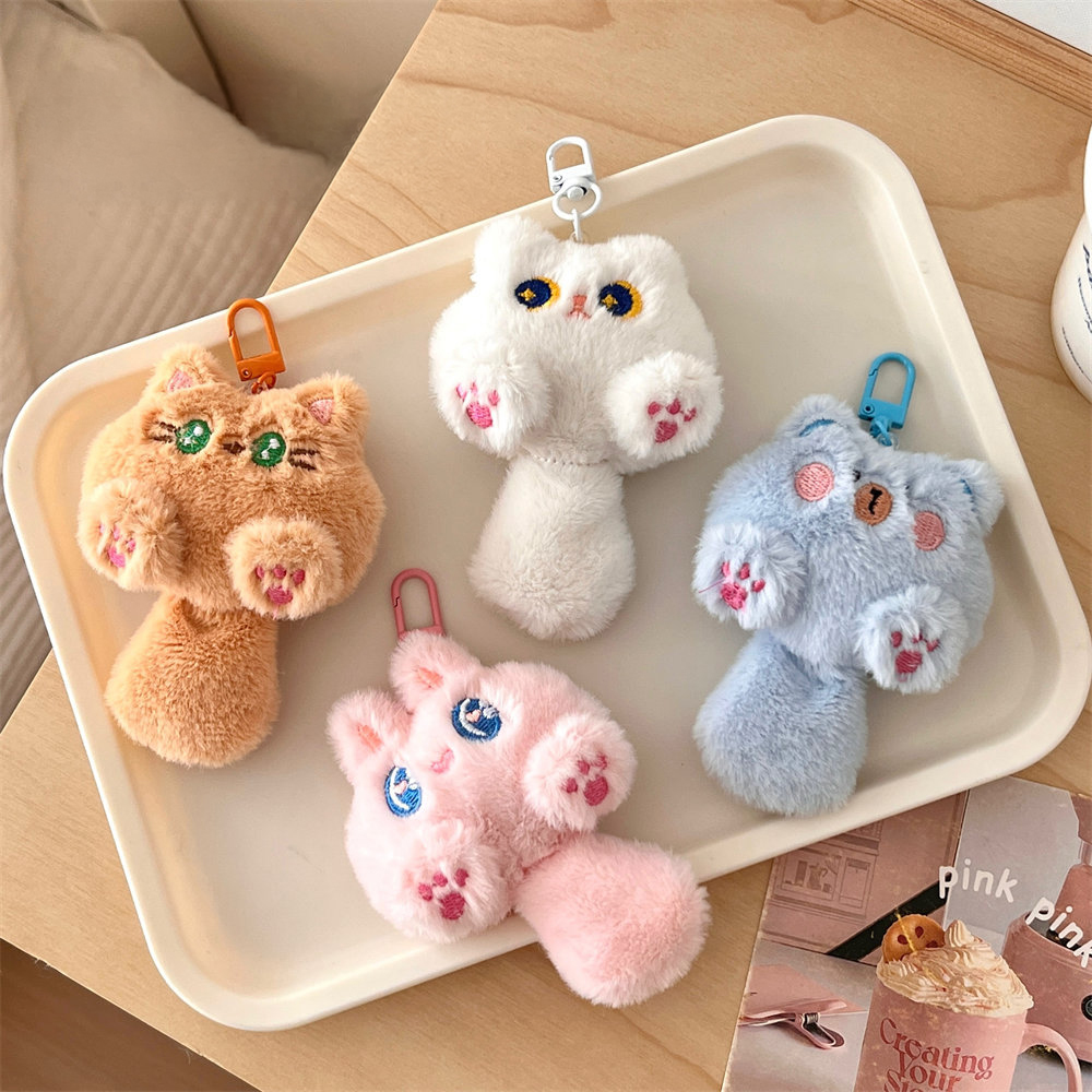 Móc Khóa Mèo Đuôi Dài Cute Lông Mềm, Thú Bông Mini Treo Cặp Túi Xách Balo Dễ Thương BEYOU DIY