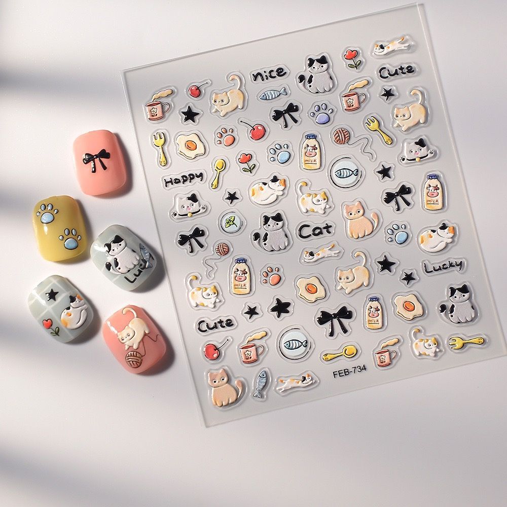 Sticker In Nổi 3D Dán Móng Tay, Điện Thoại, Sổ Tay, Sticker PVC Chống Nước Nhiều Mẫu