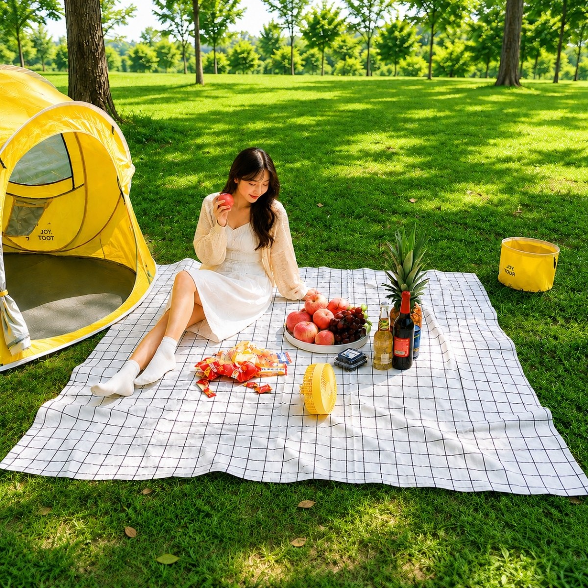 Khăn Trải Bàn Caro, Thảm Picnic Nhựa PVC Chống Thấm Mỏng Nhẹ, Khăn Trải Dã Ngoại, Phông Nền Chụp Ảnh