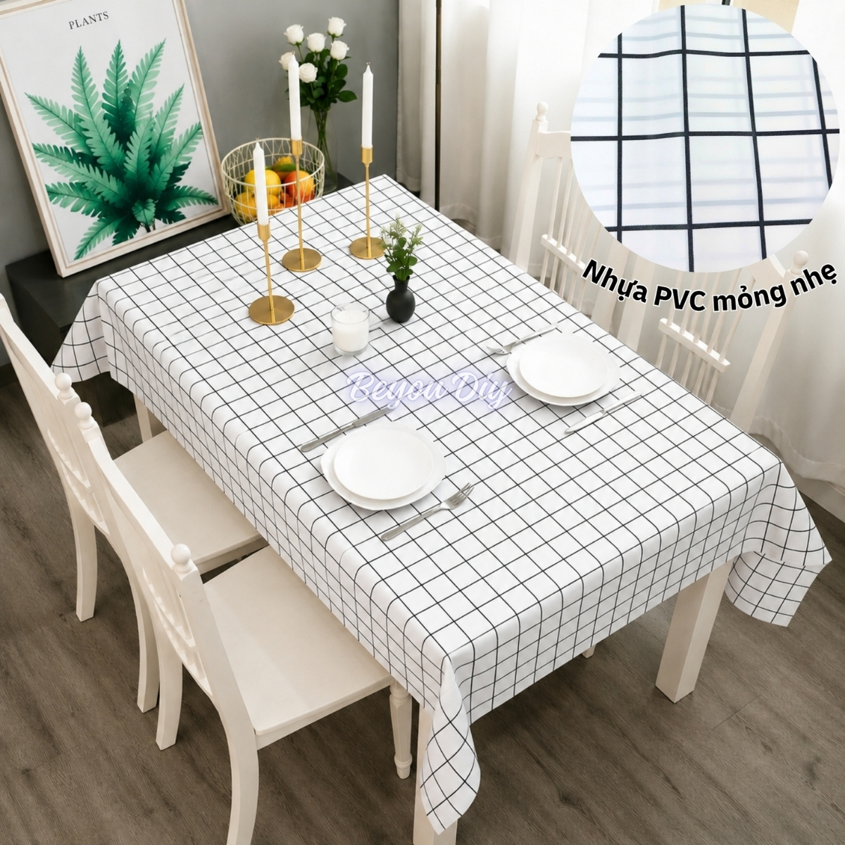 Khăn Trải Bàn Caro, Thảm Picnic Nhựa PVC Chống Thấm Mỏng Nhẹ, Khăn Trải Dã Ngoại, Phông Nền Chụp Ảnh