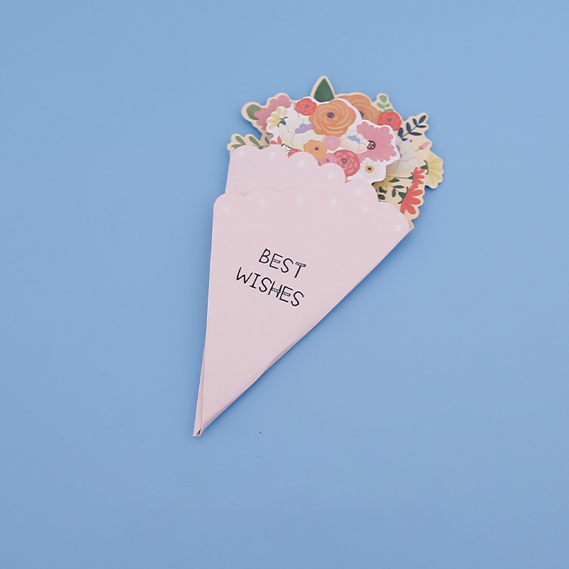 Combo 10 Thiệp Giấy Hình Bó Hoa Trang Trí, Thiệp Viết Lời Nhắn Nhỏ Gọn, Phong Cách Nhẹ Nhàng