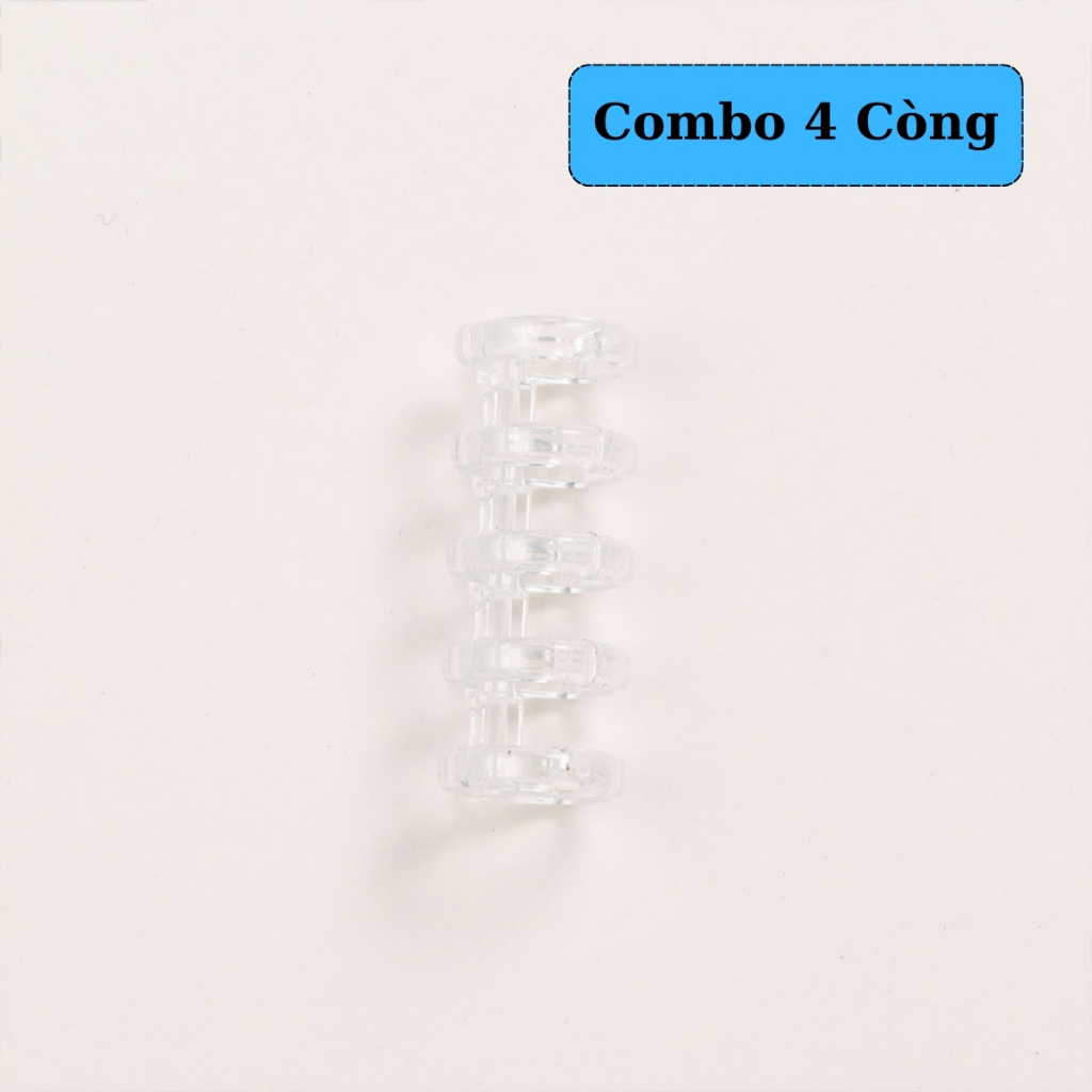 Combo 4 Thanh Còng Nhựa Rời Cho Sổ Tay, Planner, Còng Mở Đóng Linh Hoạt, Nhiều Màu Trong Suốt