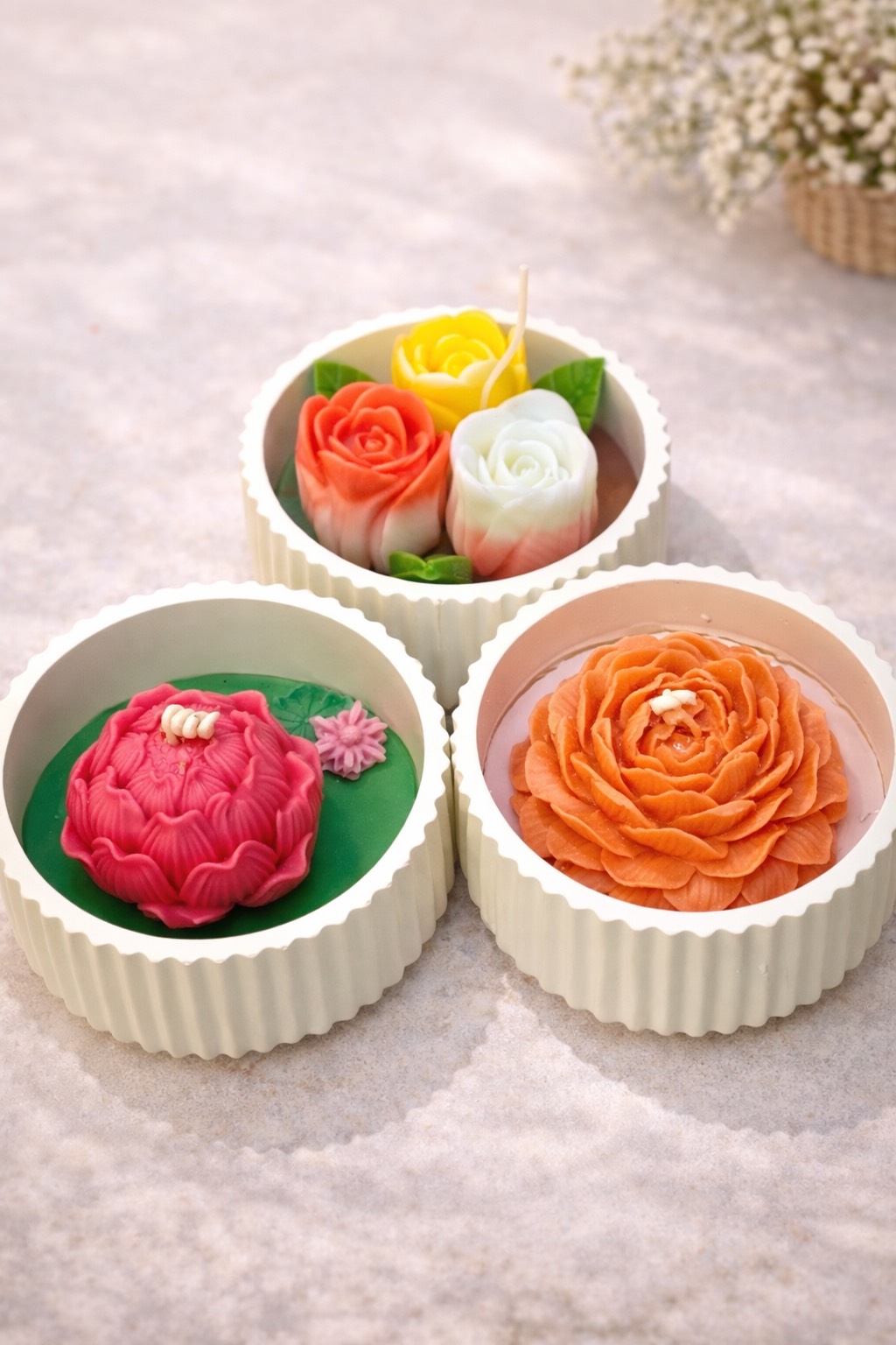 Nến chén hoa thạch cao to