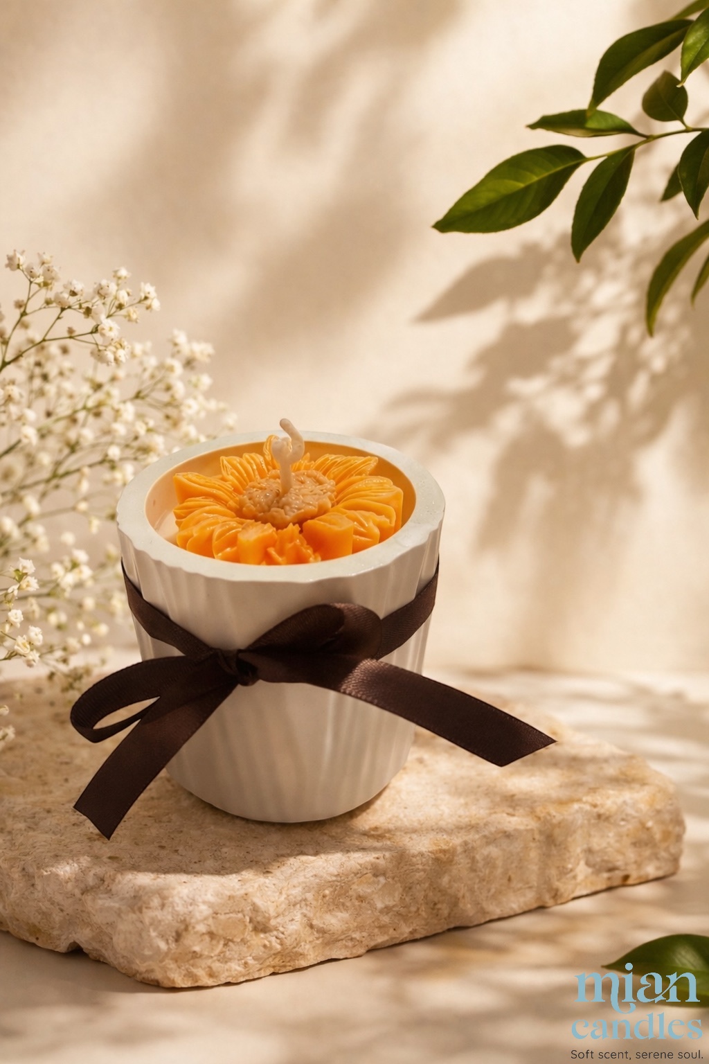 Cốc Nến Thạch Cao Hoa Hướng Dương