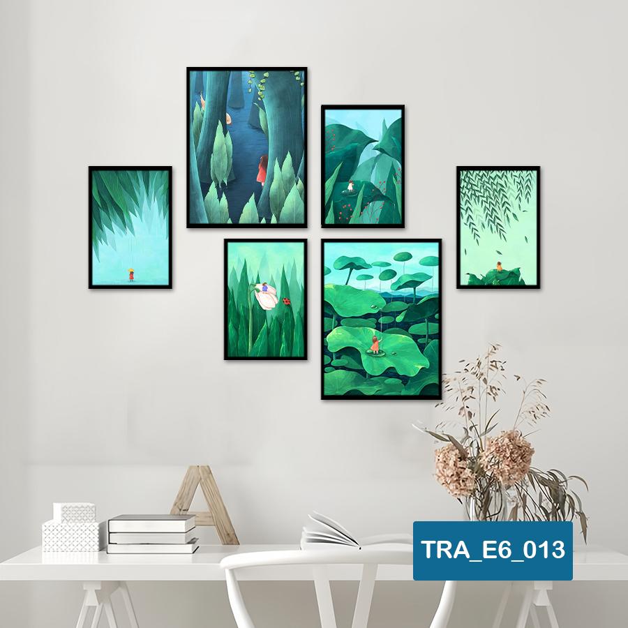 (50 mẫu) Combo 6 tranh dán tường  50 mẫu sang trọng nàng thơ rõ nét nhiều kích thước trang trí phòng khách phòng ngủ quán ăn cà phê decor giá rẻ 2D 3D