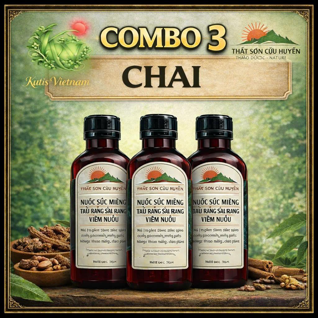 Combo 3 Chai Nước Súc Miệng 100ml Hỗ Trợ Giảm Đau Răng Viêm Nướu