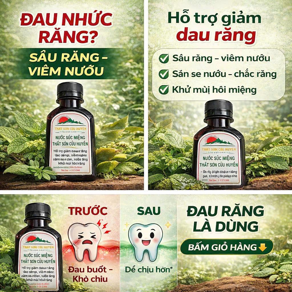 [COMBO 4] Chai nước súc miệng cải thiện đau nhức răng thất sơn cửu huyền dung tích 100ml hỗ trợ tình trạng răng lợi chắc khoẻ-(Tặng 1 cao xoa bóp hỗ trợ đau nhức mỏi cổ vai gáy,..)