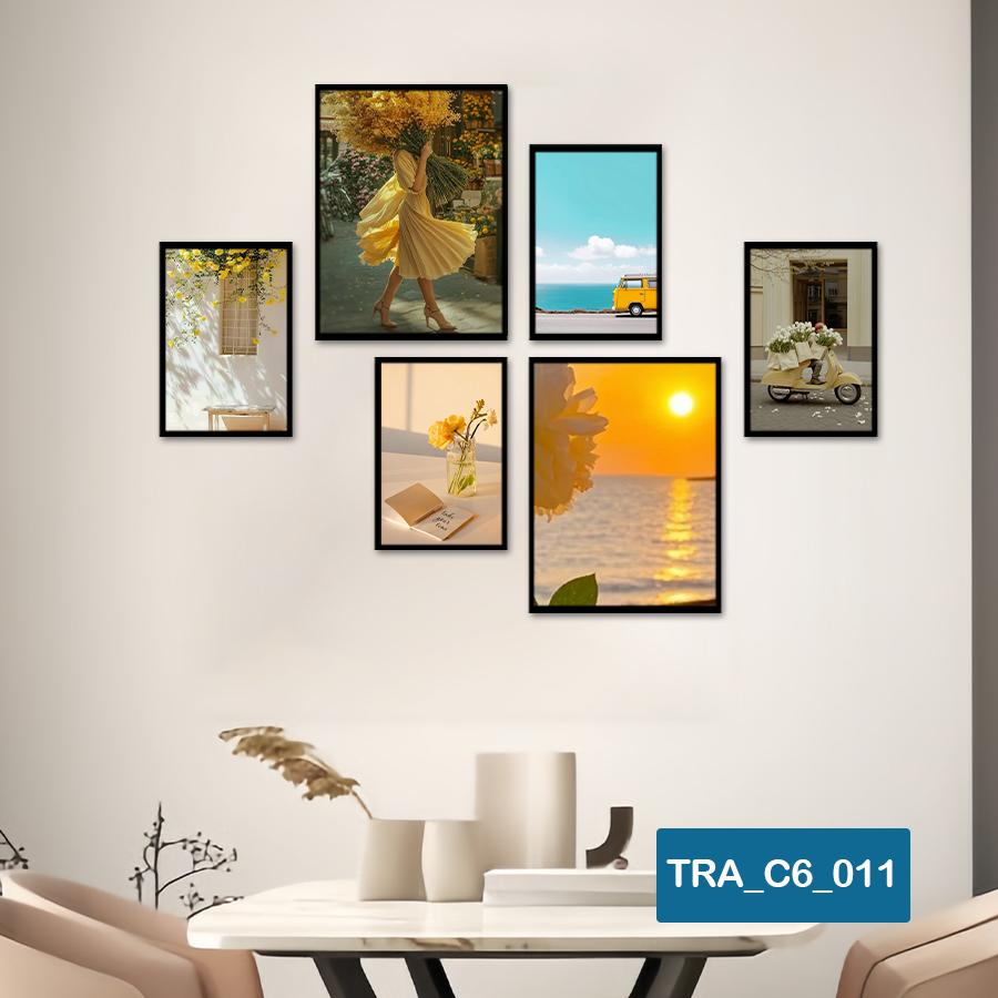 (50 mẫu) Combo 6 tranh dán tường  50 mẫu sang trọng nàng thơ rõ nét nhiều kích thước trang trí phòng khách phòng ngủ quán ăn cà phê decor giá rẻ 2D 3D