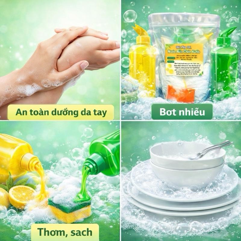 (công thức chuẩn cty) Combo 20 lít Bột pha nước rữa chén(tặng kèm 1 cước),làm sạch hiệu quả-tẩy dầu mỡ diệt khuẩn