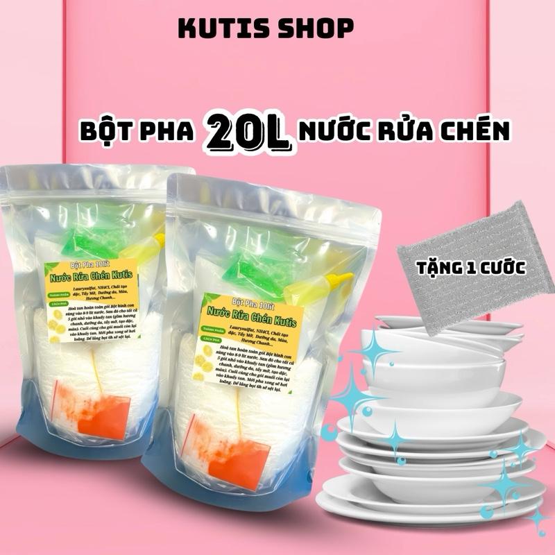 (công thức chuẩn cty) Combo 20 lít Bột pha nước rữa chén(tặng kèm 1 cước),làm sạch hiệu quả-tẩy dầu mỡ diệt khuẩn