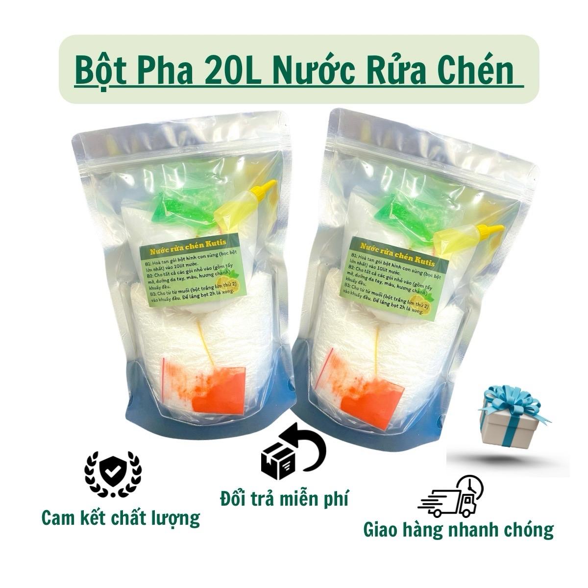 (công thức chuẩn cty) Combo 20 lít Bột pha nước rữa chén(tặng kèm 1 cước),làm sạch hiệu quả-tẩy dầu mỡ diệt khuẩn