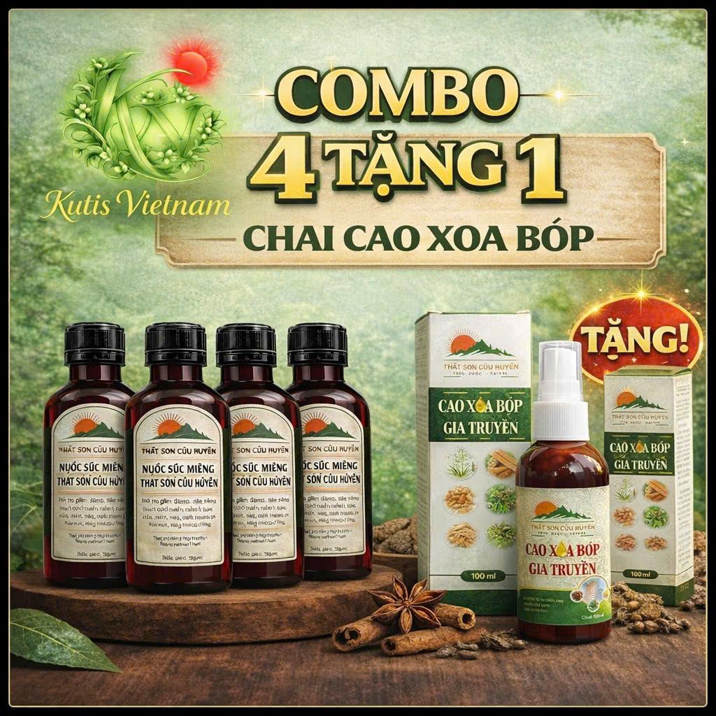 [COMBO 4] Chai nước súc miệng cải thiện đau nhức răng thất sơn cửu huyền dung tích 100ml hỗ trợ tình trạng răng lợi chắc khoẻ-(Tặng 1 cao xoa bóp hỗ trợ đau nhức mỏi cổ vai gáy,..)