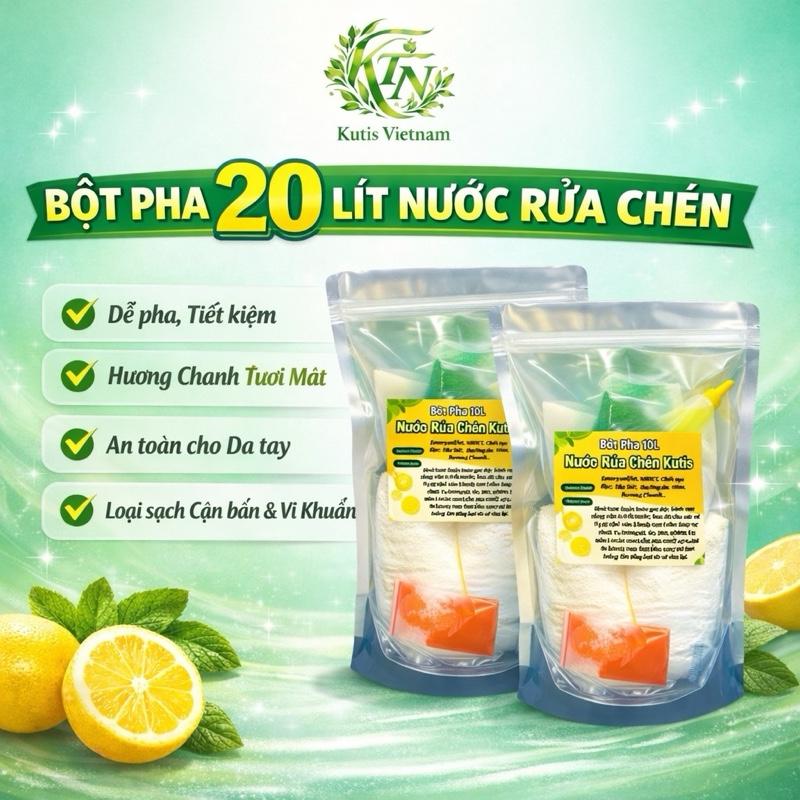 (công thức chuẩn cty) Combo 20 lít Bột pha nước rữa chén(tặng kèm 1 cước),làm sạch hiệu quả-tẩy dầu mỡ diệt khuẩn