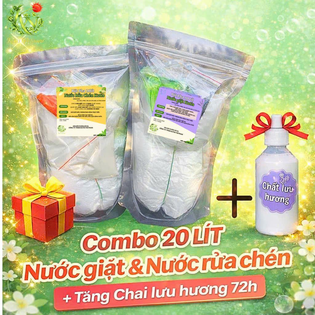 (Combo 20 Lít tặng lưu hương 72h) 10 lít Nước Giặt & 10 lít Rửa Chén Hương Chanh Tự Pha Tiết Kiệm Chi Phí Làm Sạch Quần Áo Hương Ban Mai Nước rửa chén
