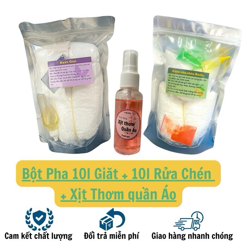 Combo 2 set bột pha nước giặt nước rửa chén 20l tự pha tại nhà mỗi bịch pha 10l tiết kiệm làm sạch vết bẩn cứng đầu