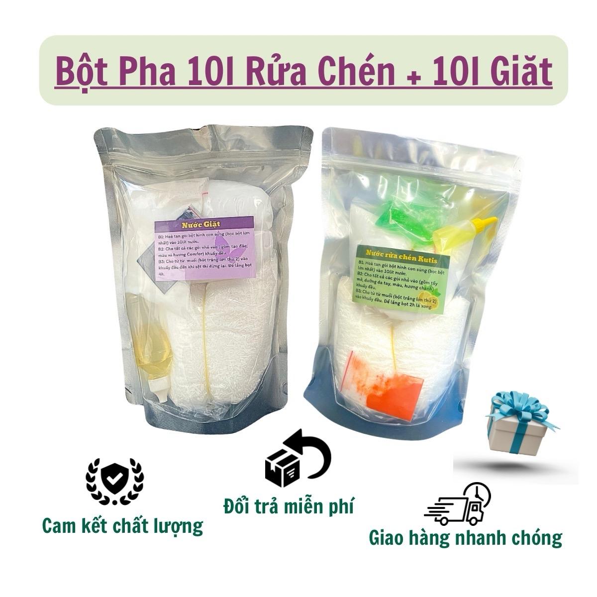 (Kutis- VietNam) combo 20 lít :  10 lít nước giặt + 10 lít nước rửa chén (TẶNG 1 XẢ VẢI 100ML) Bột tự pha, dễ dàng sử dụng, tiết kiệm,  làm sạch cho gia đình, quán ăn, nhà hàng, giặt sấy ủi, thơm cả ngày