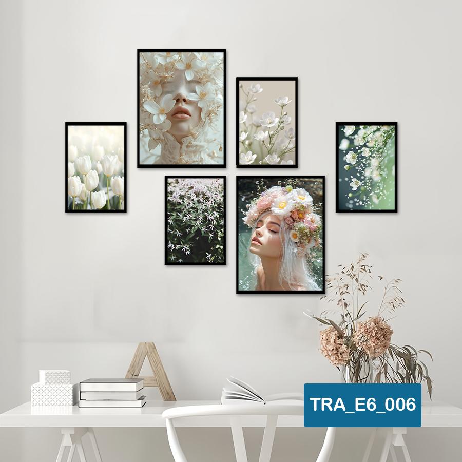 (50 mẫu) Combo 6 tranh dán tường  50 mẫu sang trọng nàng thơ rõ nét nhiều kích thước trang trí phòng khách phòng ngủ quán ăn cà phê decor giá rẻ 2D 3D