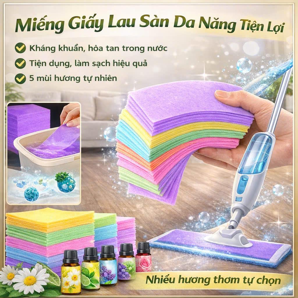 [1 túi 30 miếng lau sàn] Miếng lau sàn hoà tan nhanh trong nước dùng để lau sàn,khử mùi làm sạch sàn,tiết kiệm chi phí (Nhiều hương chọn lựa)