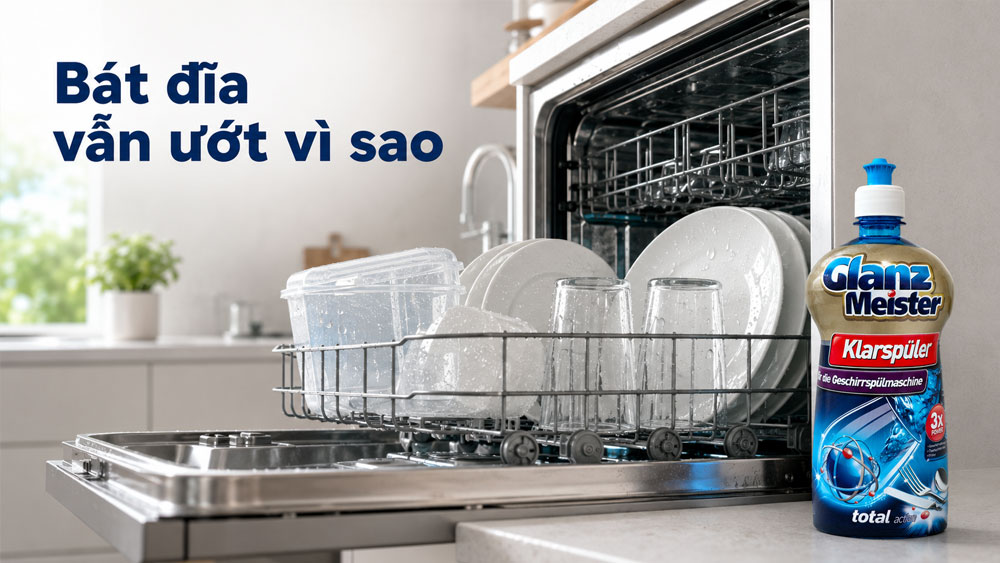 Vì sao bát đĩa vẫn ướt dù máy đã kết thúc chương trình?