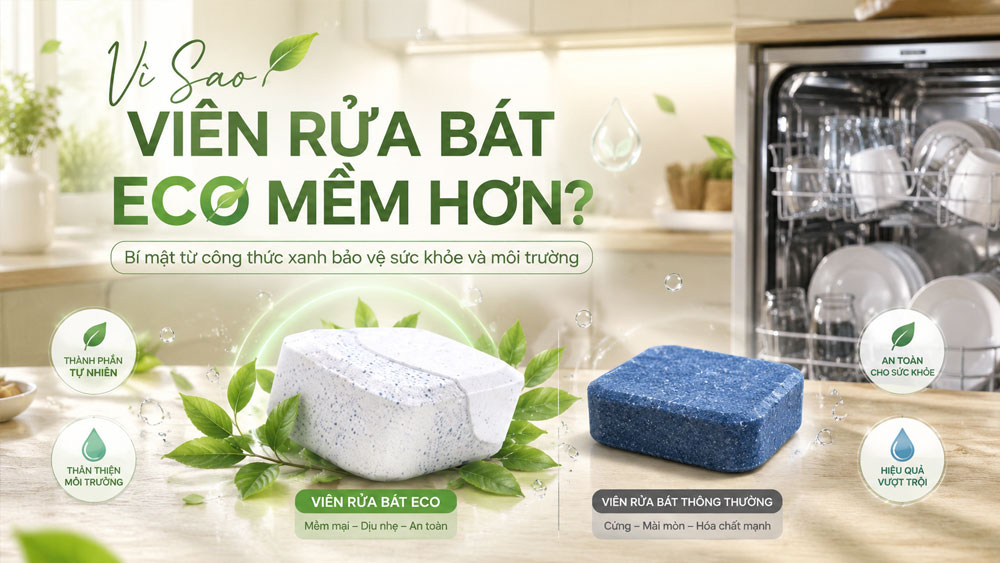 Vì Sao Viên Rửa Bát Eco Có Kết Cấu Mềm Hơn Viên Thông Thường?