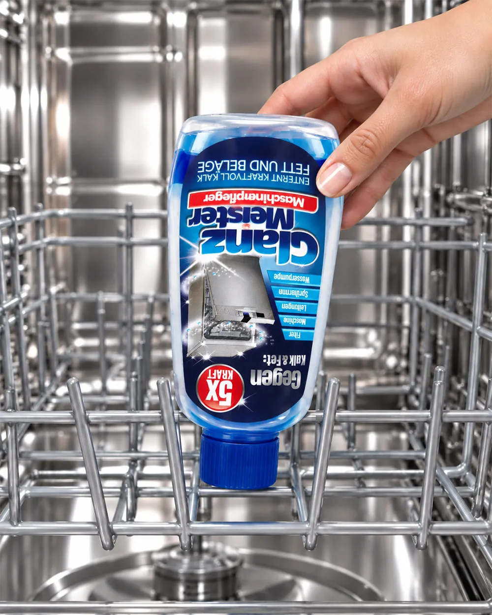 Cách đặt dung dịch vệ sinh máy rửa bát GlanzMeister 250 ml đúng hướng dẫn