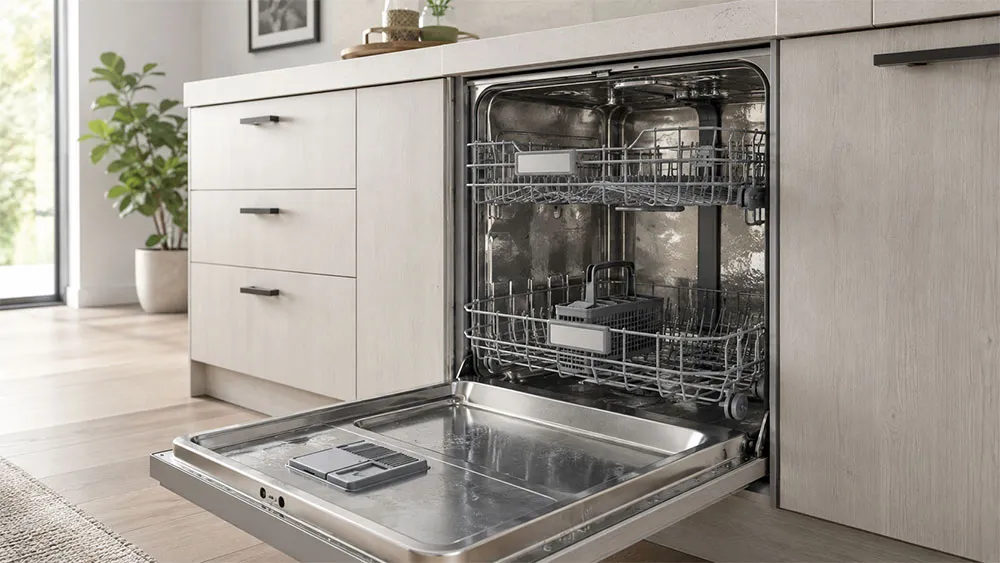 Dấu hiệu máy rửa bát cần được vệ sinh ngay khi khoang máy xuất hiện cặn bẩn