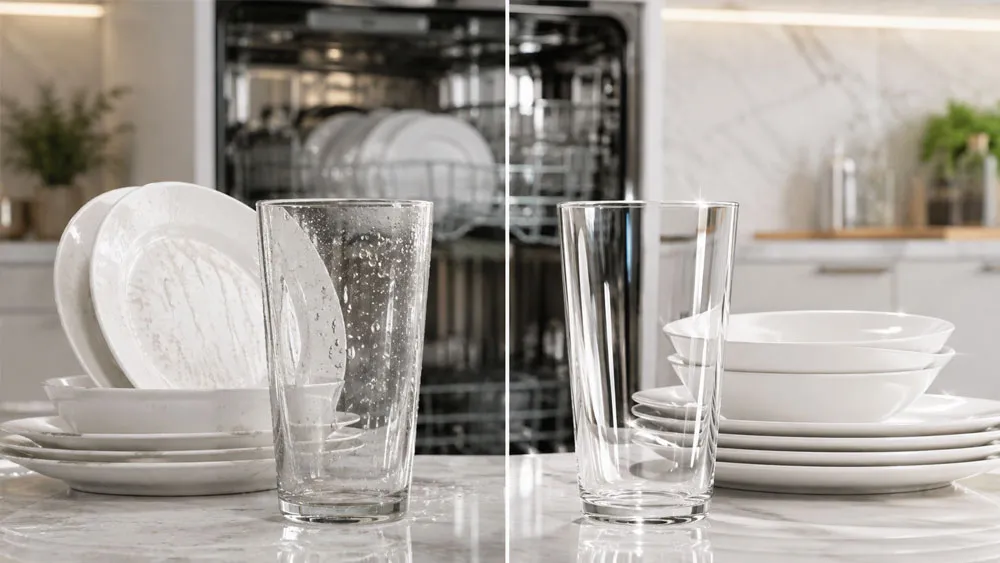 Nước trợ xả giúp bát đĩa khô nhanh và hạn chế vệt nước