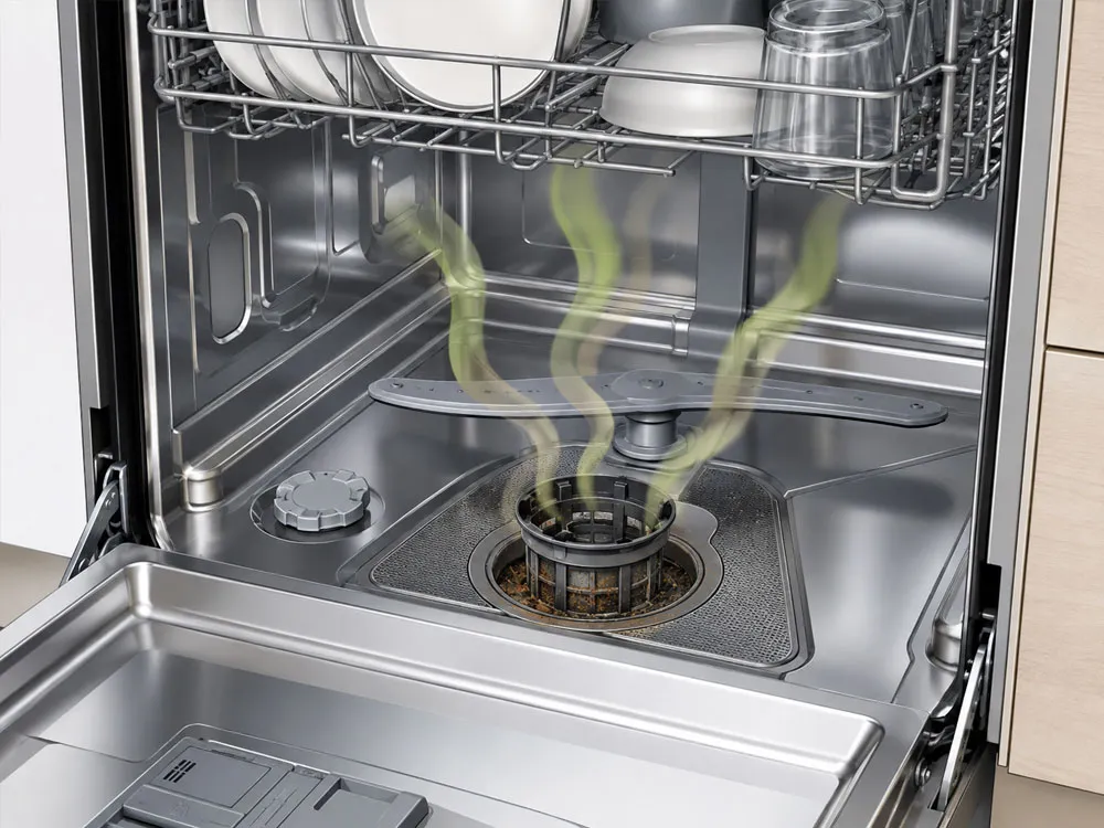 Máy rửa bát có mùi khó chịu từ khu vực bộ lọc