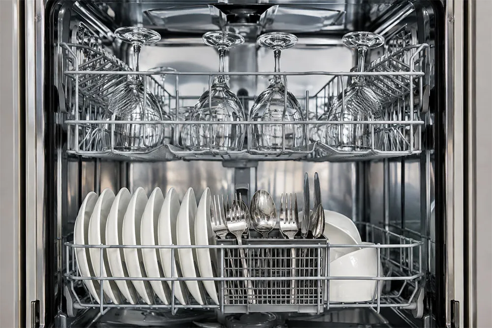 Nước trợ xả giúp ly thủy tinh và đồ inox sáng sạch