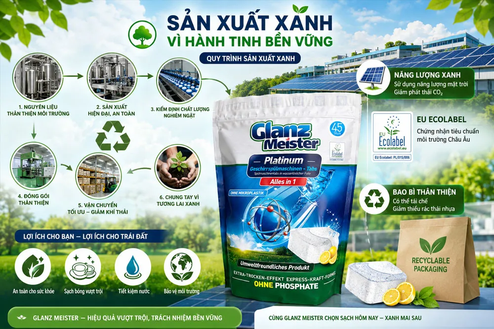 Quy trình sản xuất xanh và chứng nhận EU Ecolabel của Glanz Meister