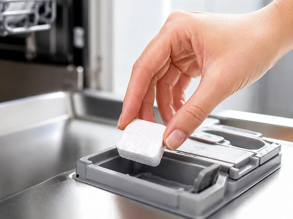 Cách đặt viên rửa bát vào ngăn chứa của máy