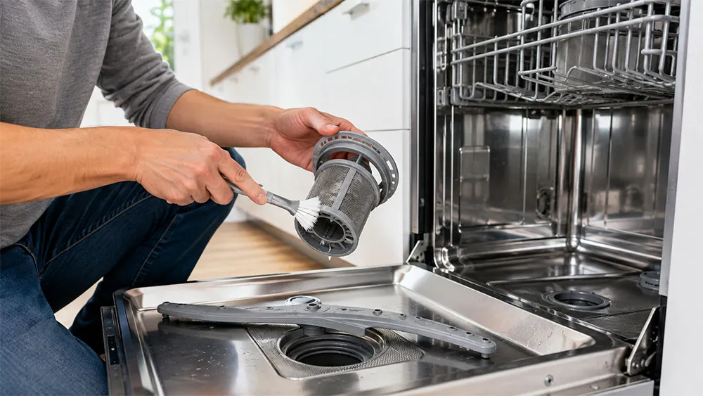 Cách vệ sinh bộ lọc và cánh tay phun máy rửa bát
