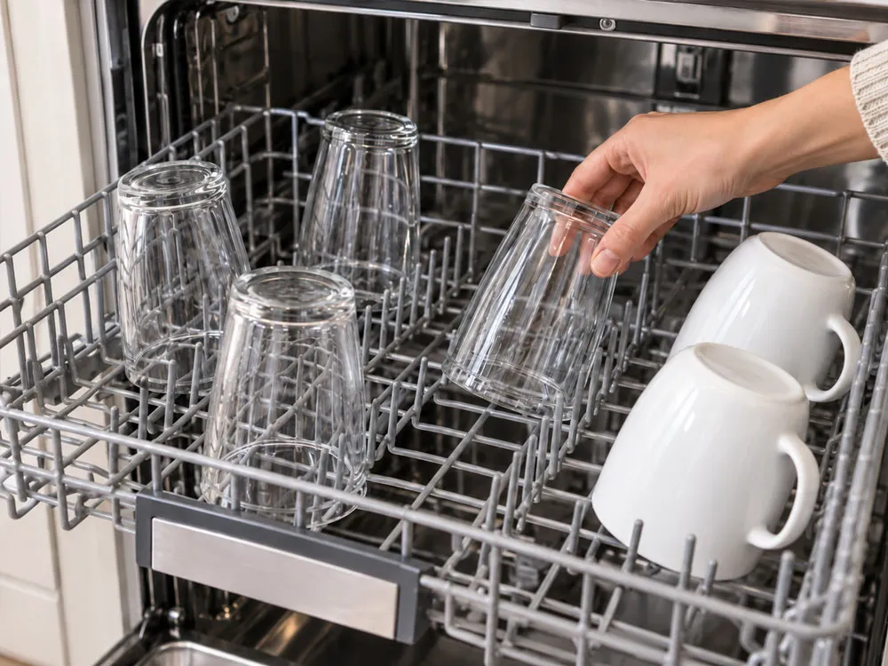Cách xếp ly trong máy rửa chén giúp hạn chế đọng nước sau khi rửa