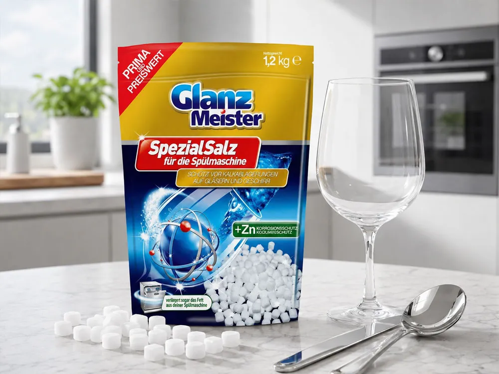 Muối cho máy rửa chén nén GlanzMeister 1.2kg hỗ trợ xử lý nước cứng