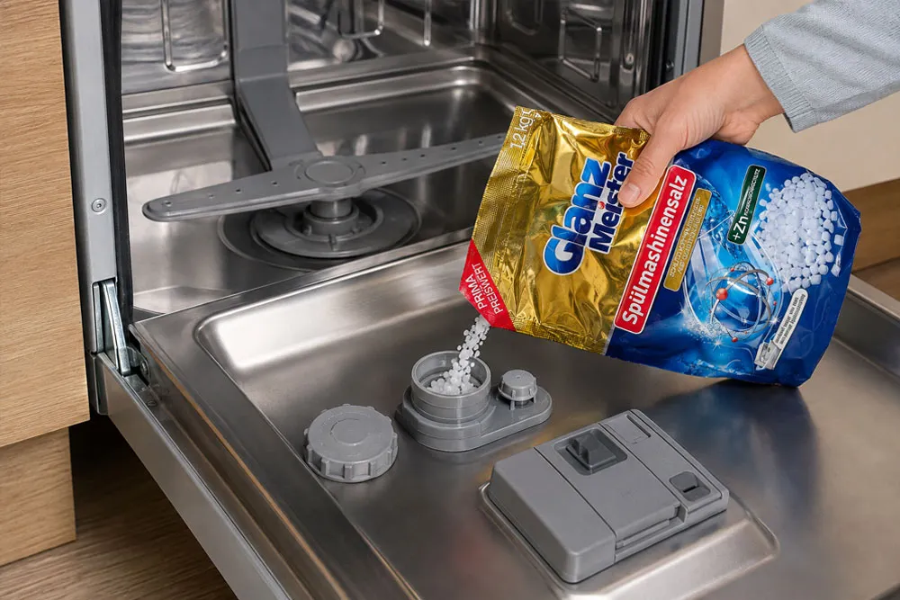 Cách bổ sung muối chuyên dụng vào khoang muối máy rửa chén