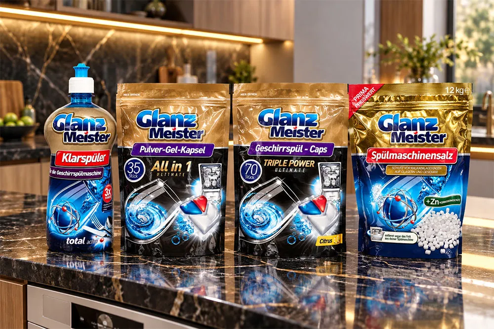 Combo viên rửa bát Gel Caps gồm ba sản phẩm Glanz Meister