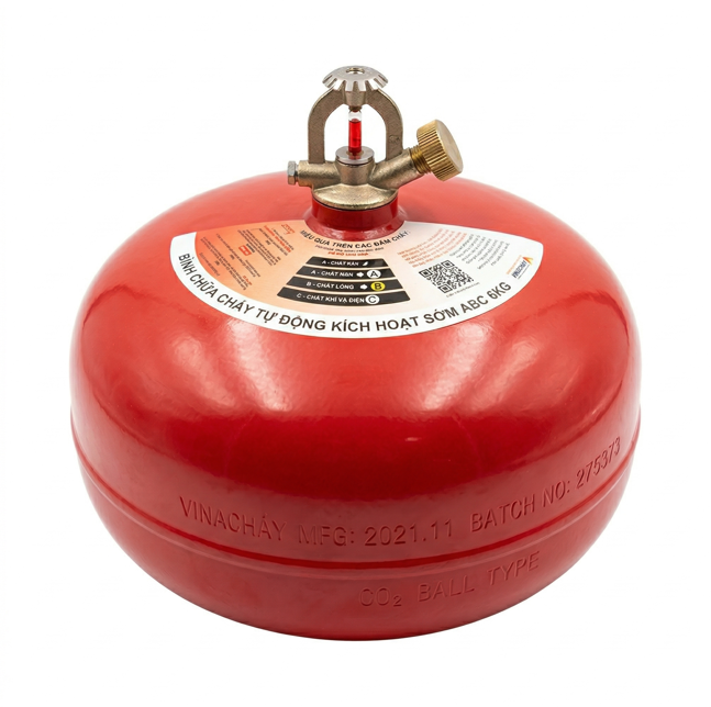 Bình cầu chữa cháy Tự Động - Bột ABC 6Kg (Có Kiểm Định) - Loại Cầu Treo | CTD-6 VinaFoam - VN
