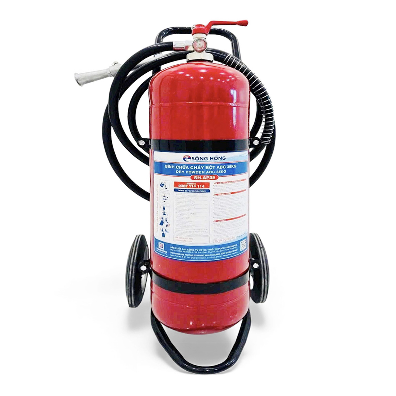 Bình chữa cháy Bột ABC 35kg (Có Kiểm Định) - Loại Xe Đẩy  | SH.AP35 Sông Hồng - VN