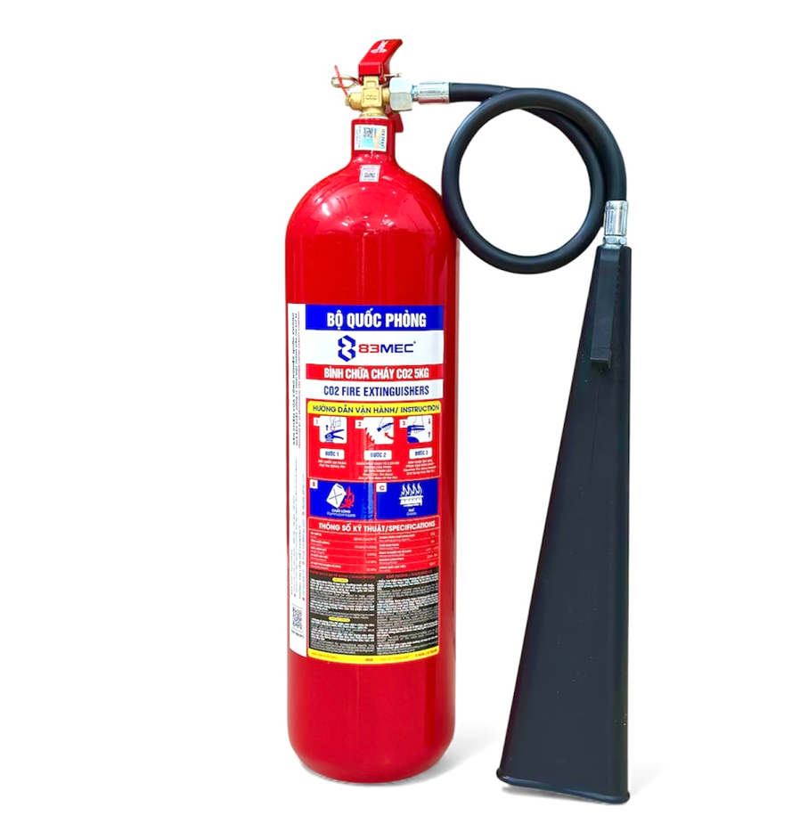 Bình chữa cháy Khí MT - CO2 5kg (Có Kiểm Định) - Loại Xách Tay  | 83MEC/CO2/MT5 Z183 BQP Việt Nam