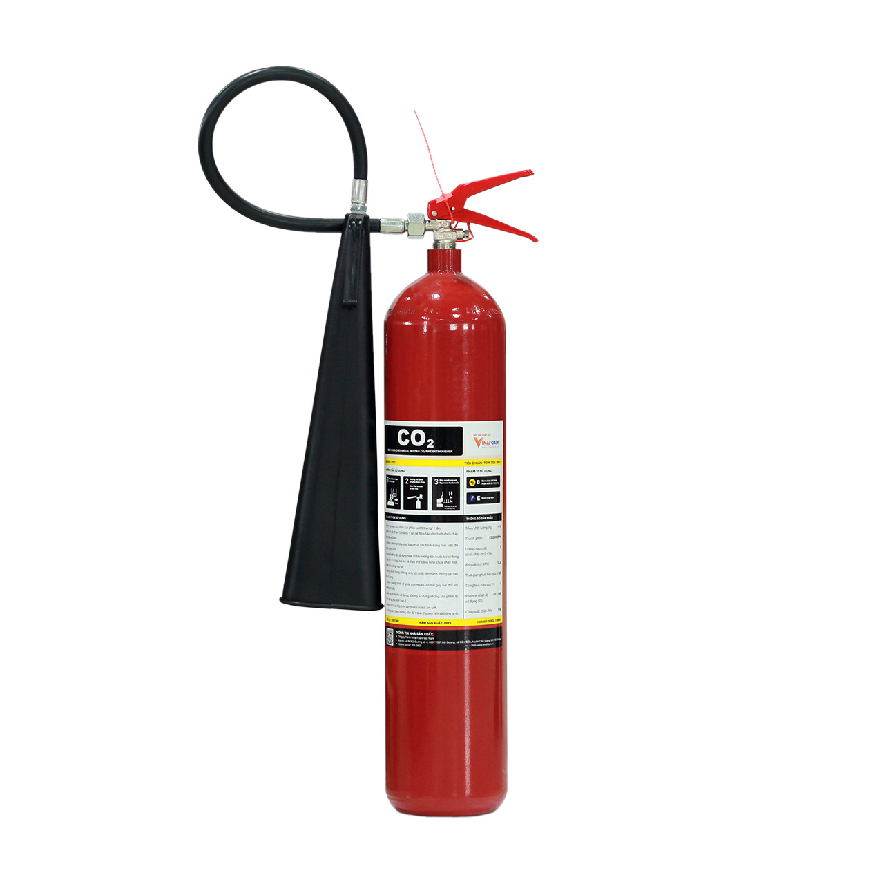 Bình chữa cháy Khí CO2 5Kg (Có Kiểm Định) - Loại Xách Tay | CMC-5 VinaFoam - VN