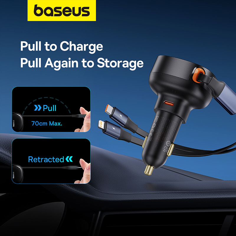 Tẩu Sạc Ô Tô Baseus Enjoyment Pro Car Charger 55W/60W - 60W-USB+2Dây C&iP