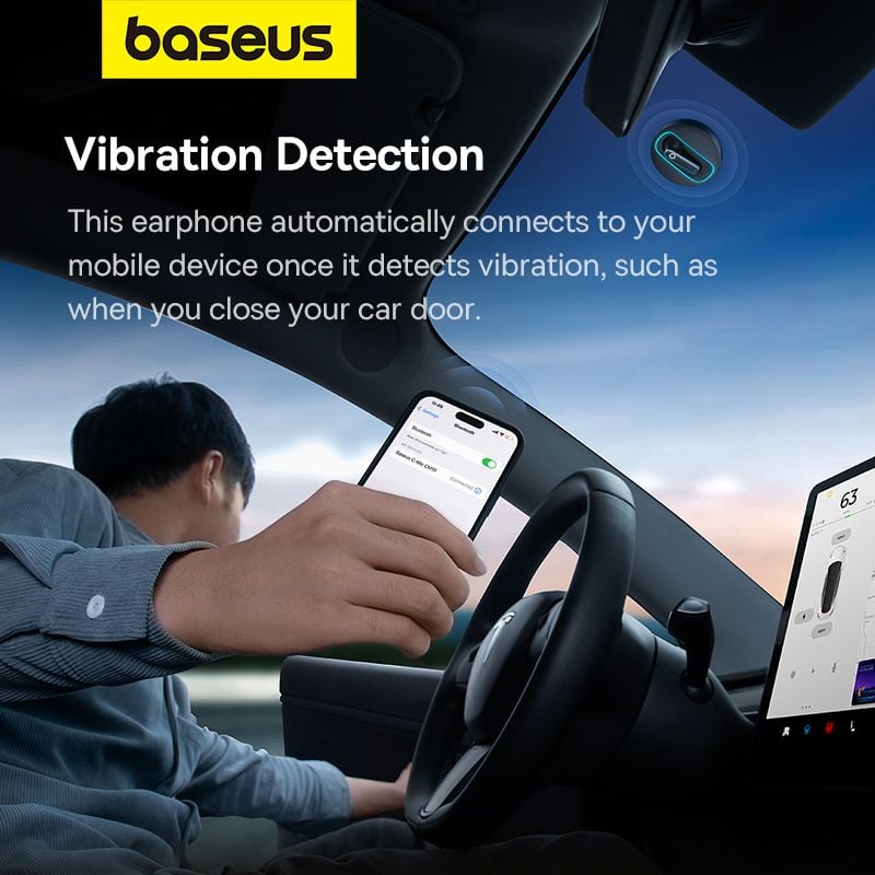 Tai nghe Bluetooth Trên Xe Ô Tô Baseus C-Micro CM10 Smart Unilateral Wireless Earphone for Car
