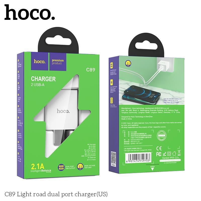 Cốc sạc 2 cổng hoco C89 2 đầu cắm