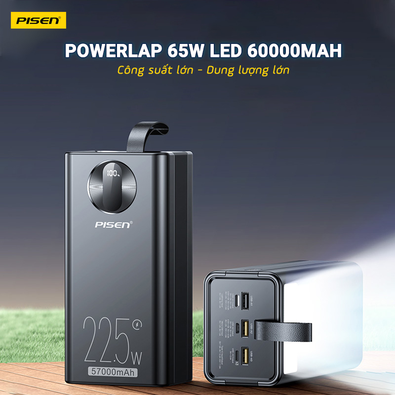 Sạc dự phòng Pisen TP-D24 PRO Digital PowerLap 65W 60000mAh sạc laptop, máy tính, macbook