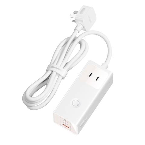 Trạm Sạc GaN 40W Baseus PowerCombo Digital PowerStrip 6IN1 ( 3 AC + 2 TypeC +USB ) Bảo Vệ Quá Tải BDIP