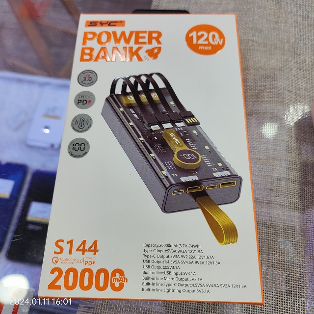 Sạc dự phòng SYC S144 trong suốt 120w