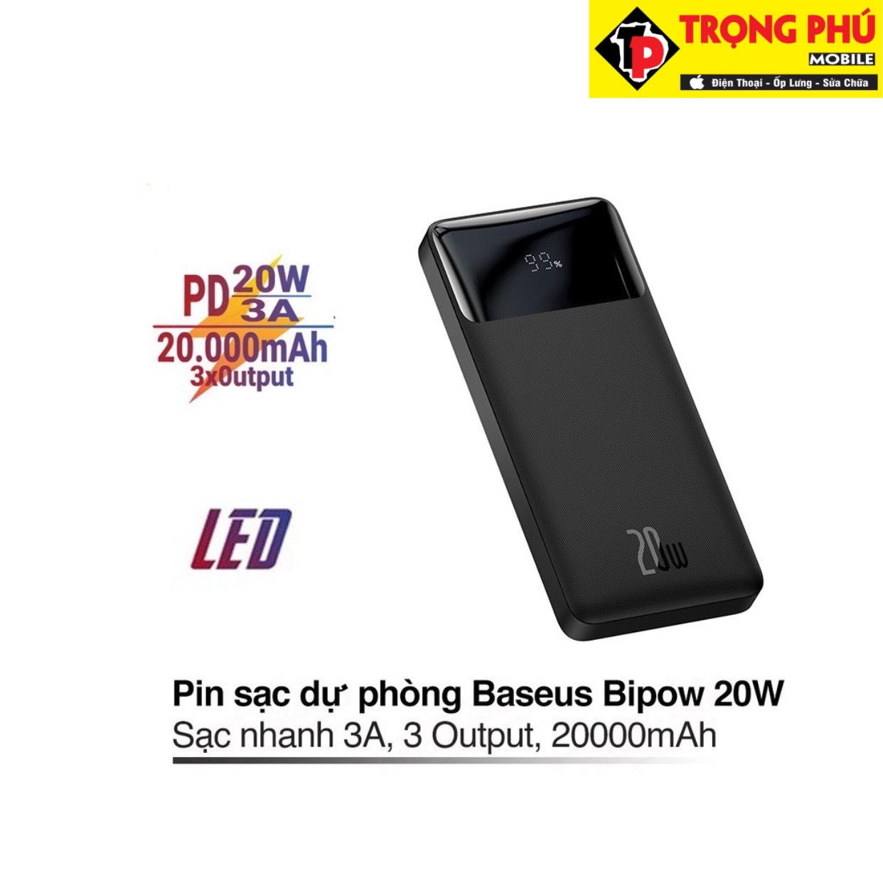 Sạc dự phòng Baseus BIPOW 20W 20.000mah - Chính hãng