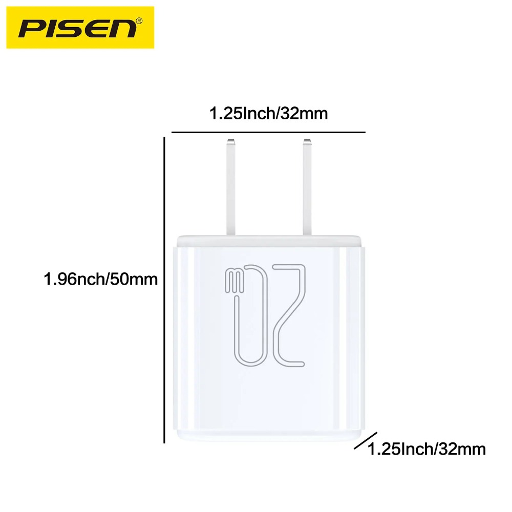 Cốc sạc TypeC Pisen TS-C165 20w QUICK- Mr White Tiny