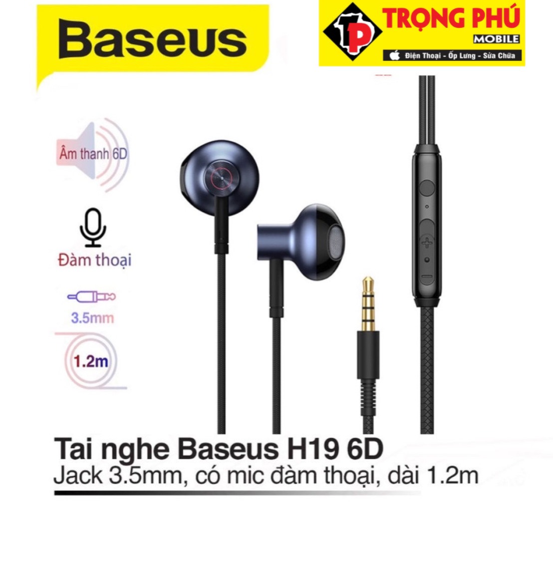 Tai nghe dây Đầu tròn Baseus Encok H19