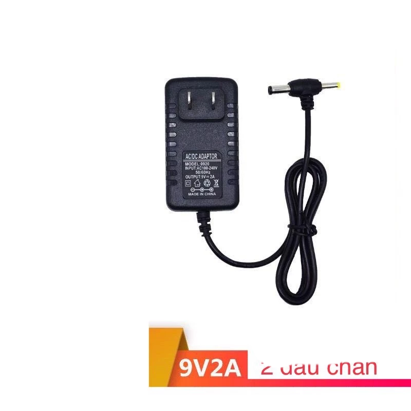 Sạc nguồn adapter chui lớn 2 đầu 5.5*2.5mm + 3.5*1.35mm 9v 2A